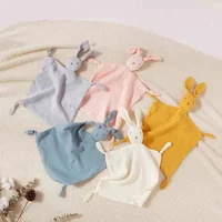 Baby Cotton Muslin Comfortable Blanket Cute Cat Doll For Infant Kids Sleep Appease Towel Children Rabbit Saliva Scarf 2