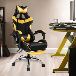 Chaise de bureau en cuir PU avec repose pieds pour ordinateur, siège de Gaming, de course, pivotant, rehaussant, pour ordinateur 