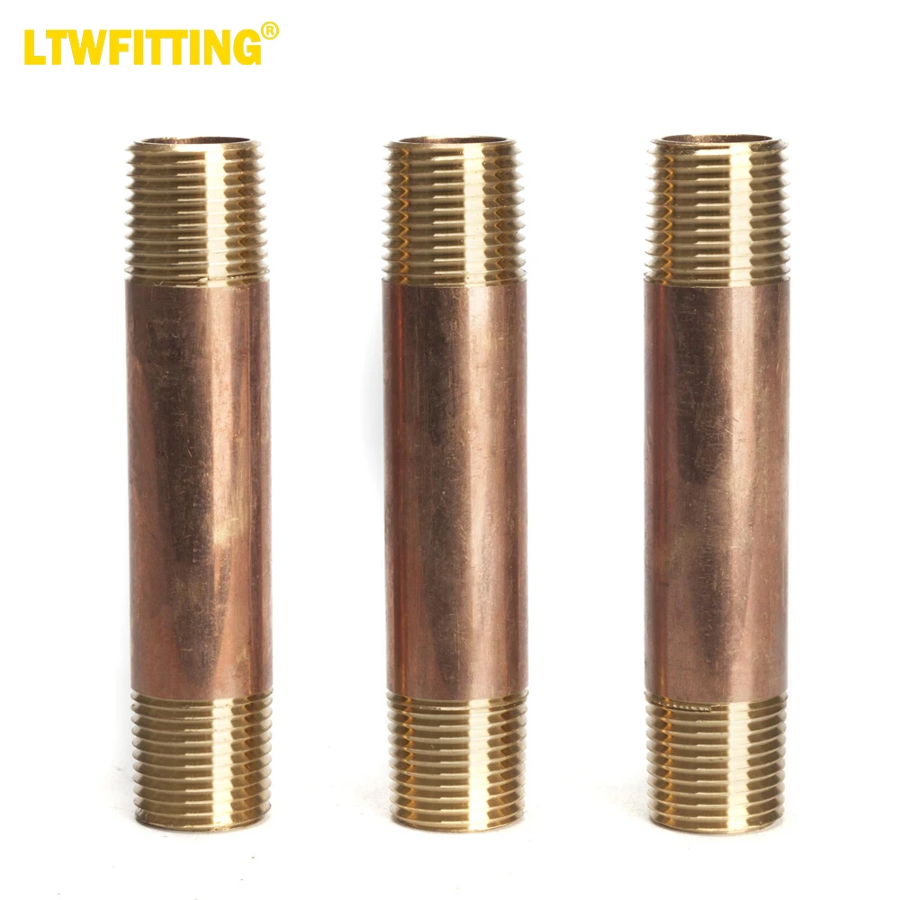 

LTWFITTING Brass Pipe 4" Long Nipples Fitting 1/2" Male NPT Air Water(Pack of 3)