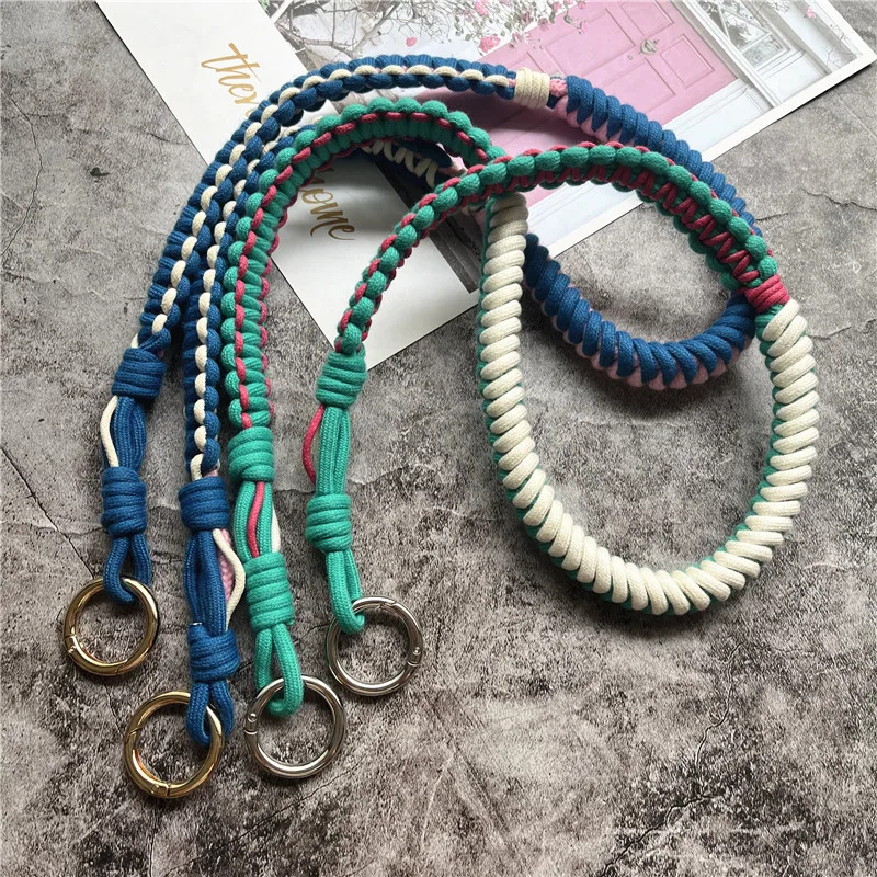 Luxury Cotton Lanyard with Metal Key Ring - Customizable Crossbody Strap