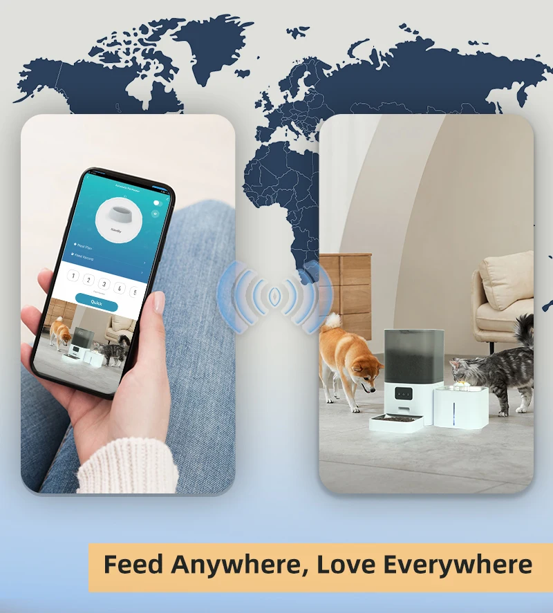 Smart Automatic Pet Feeder And Water Fountain With Wifi App Control_voghion.com