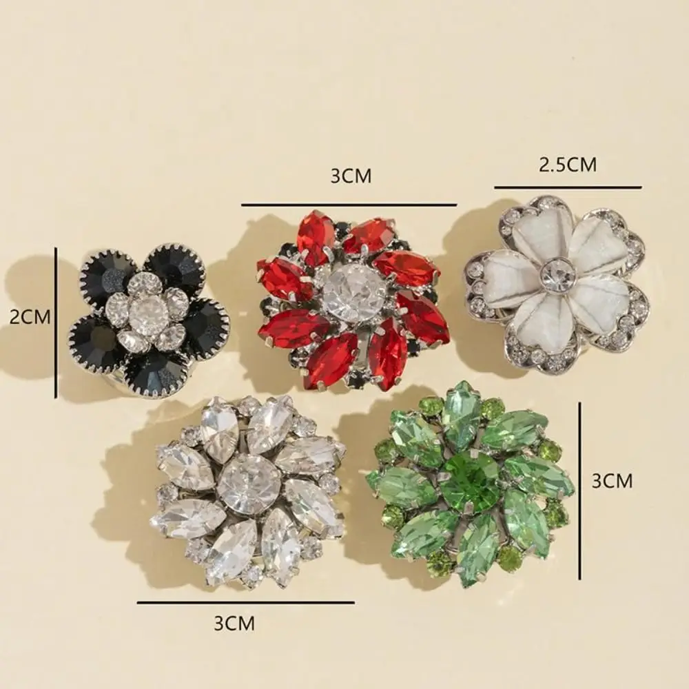 New Design Rhinestone Rhinestone Button Cover DIY Accessories Alloy Button Covers Set Flower Cufflinks Decor for Men Women