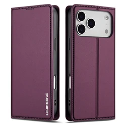 Leather Flip Wallet Phone Case with Cash and Card Pockets - iPhone 15 Plus (PURPLE)