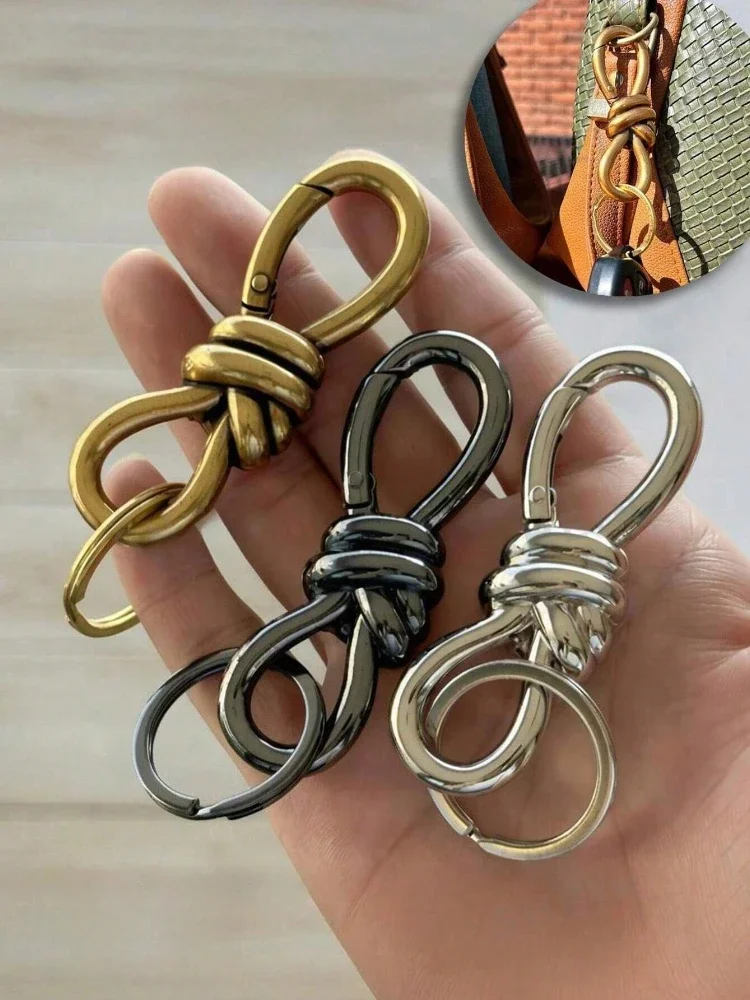 Twist Knot Clasp Bag Charms Keychain, D-Ring Keychain High Quality Luxury Purse Accessory, Perfect For Adding Style To Your Bags