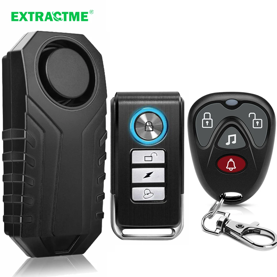 Extractme Motorcycle Burglar Alarm with Remote Control 113DB Wireless Waterproof Car Electric Bicycle Security Anti Lost Alarm