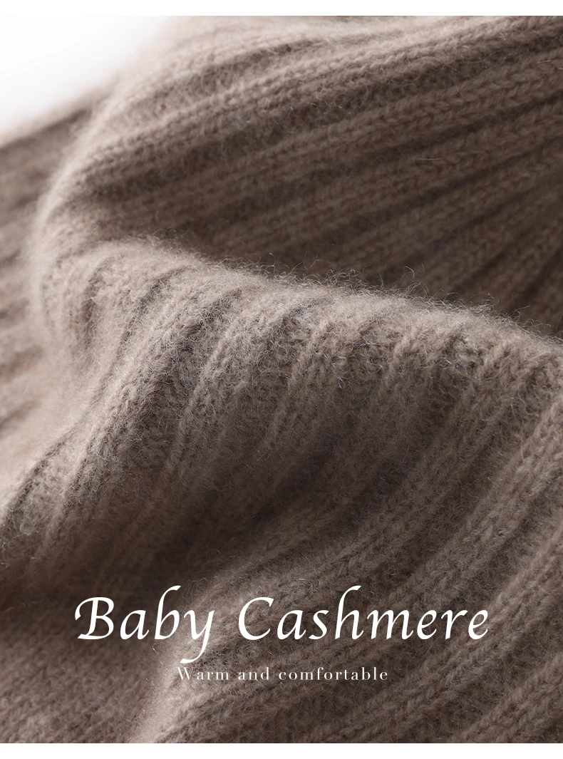 Mütze aus 100 % Kaschmir, Unisex, Winter, gestrickt, gerippt, verdickt, kalte Mütze, Gehörschutz, Wollmütze, warmer Kopfwickel, Strickmütze – Detail 15