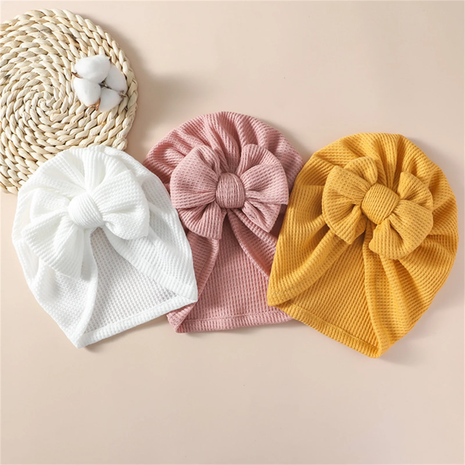 Bmnmsl Newborn Baby Turban Hat, Classic Bow Knot Beanie Cap Stretchy Head Wrap for Infants