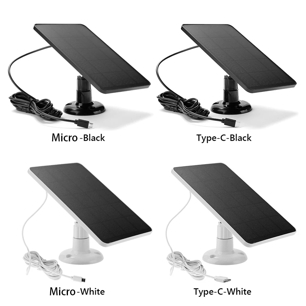 panel solar para luces led Cargador de células solares de 10W y 5V, Micro USB + tipo C, carga a prueba de agua, paneles solares portátiles para cámara de seguridad, sistema de luz para el hogar