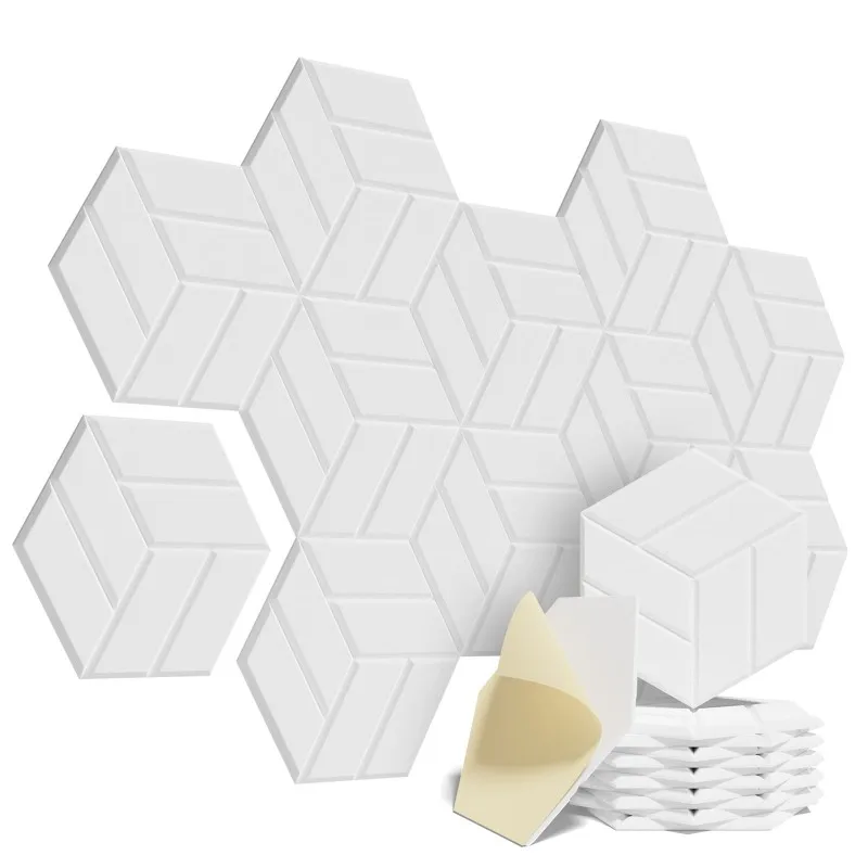 

12Pack Self-adhesive Acoustic Panels Hexagon Sound Absorbing Soundproof Wall Panels To Absorb Noise Sound Proofing Foam White