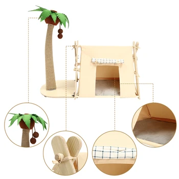 Coconut Tree Tent Cat Nest Scratching Easy Installation Post Multi-functional Pet House Puppy Kitten Cave Bed Home Accessory 1