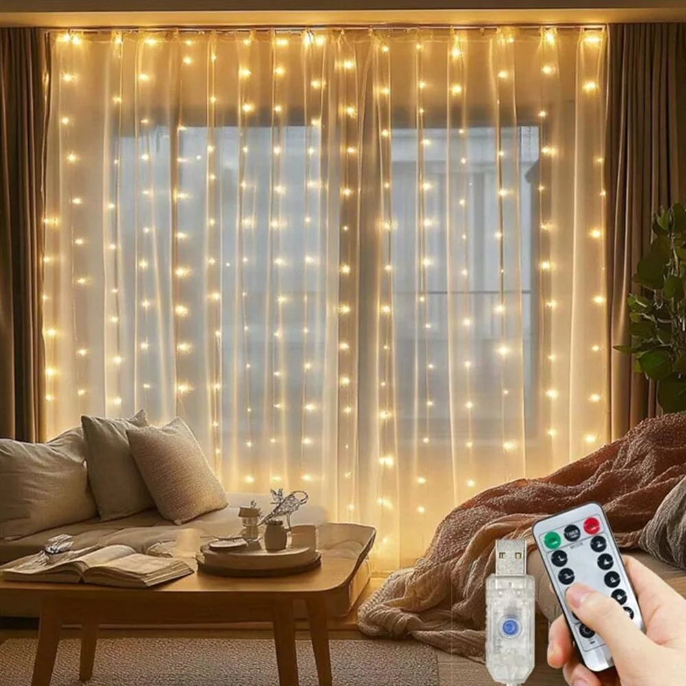 Festive LED Curtain Fairy Lights for Celebrations and Home Decor
