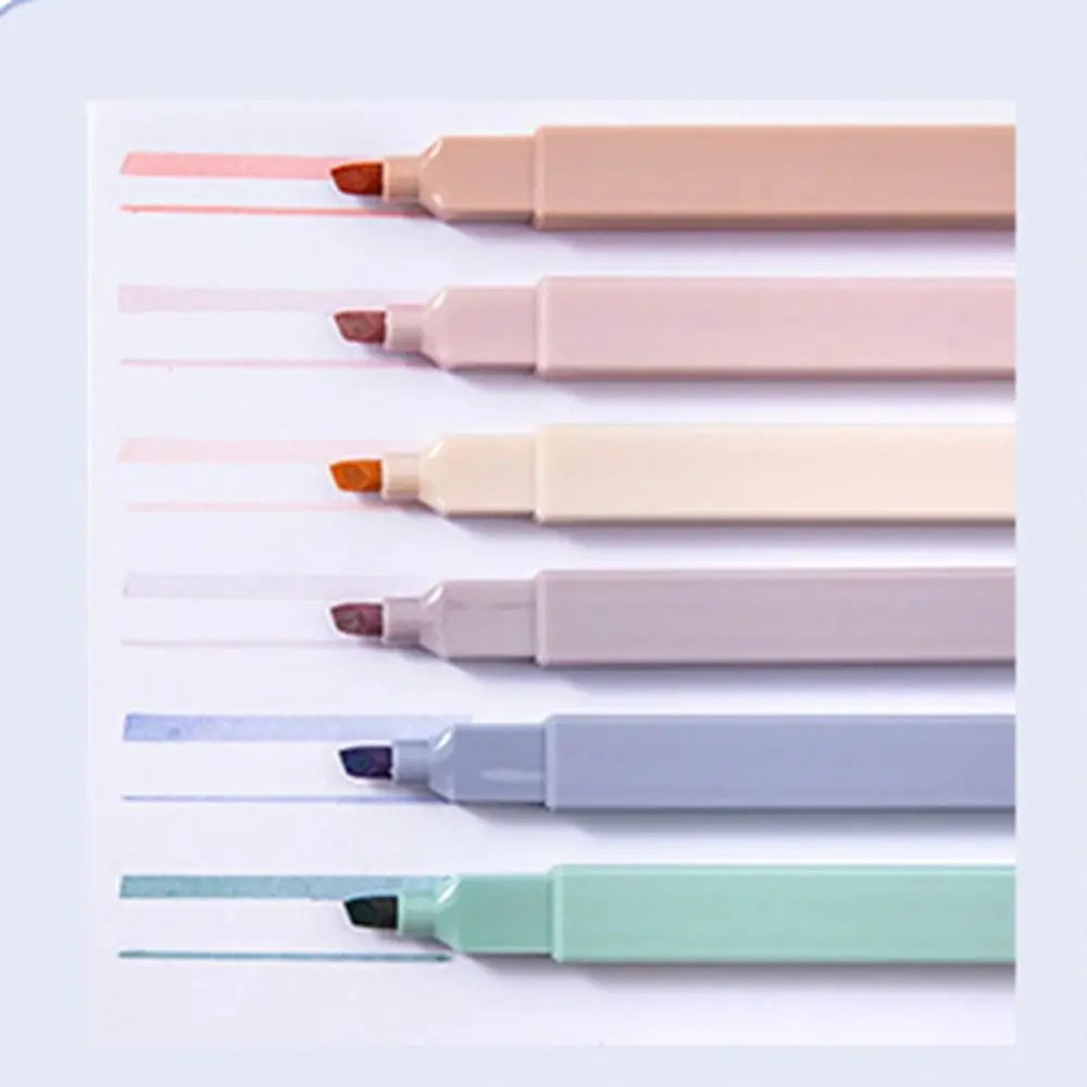 6Pcs/Set DIY Colored Highlighter Pen Set Ins Quick-drying Fluorescent Pencil Set Graffiti Markers Environmental Marker Pen