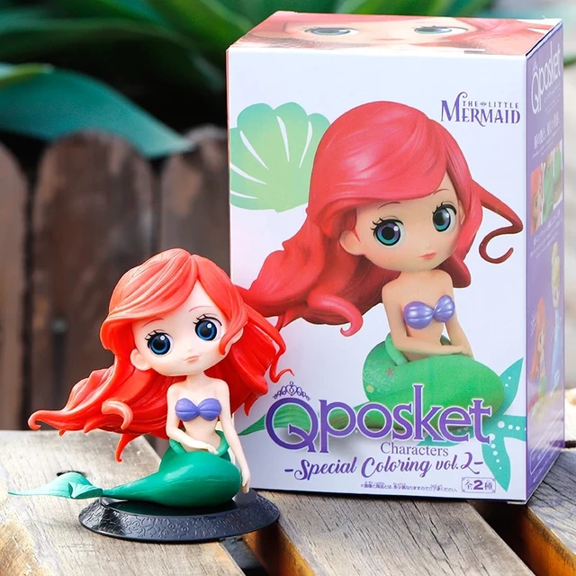 Disney Q Posket Princess Ariel 10cm Mermaid The Little Beauty Fish PVC  Action Figure Model Doll Toy Cake Decoration For Kid Gift