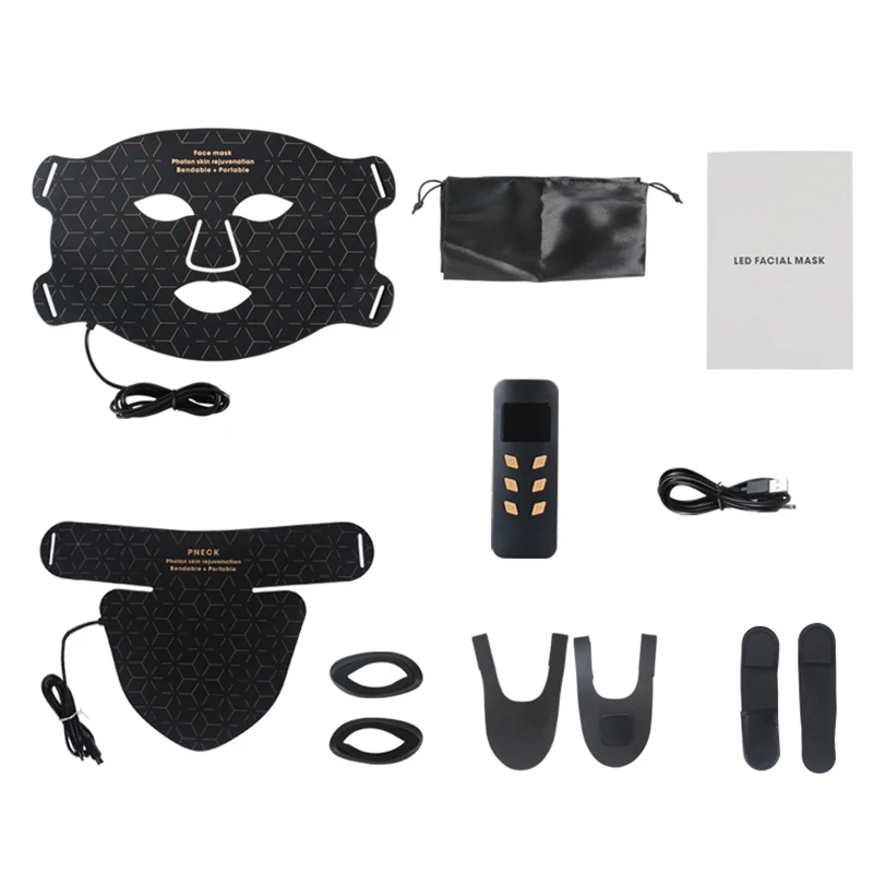 Led Mask Face Red Light Therapy 480 Lamp Beads 4Colors Adjustment For Neck Beauty