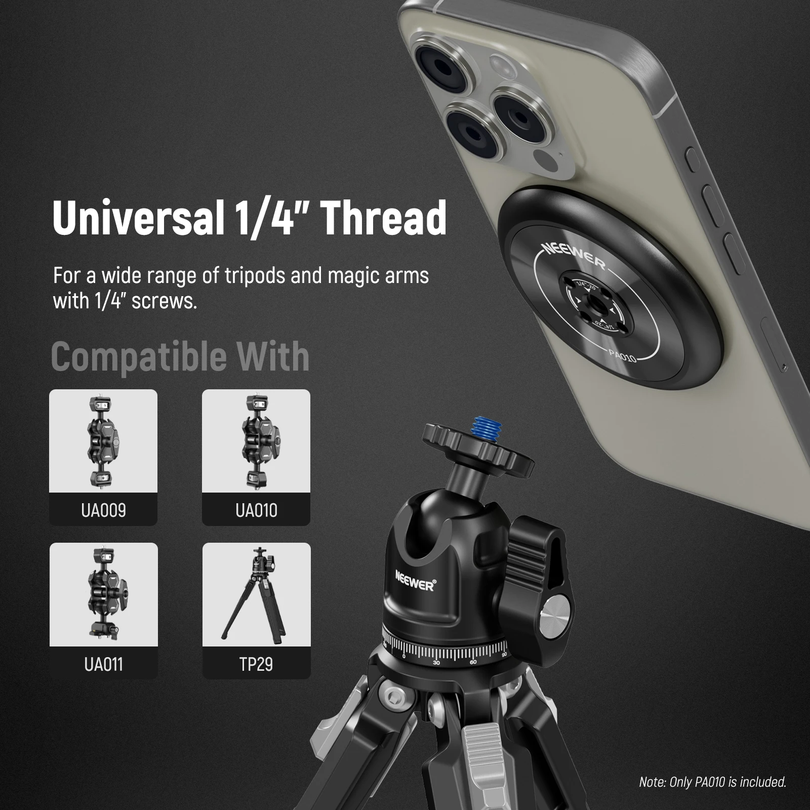 Magnetic Phone Tripod Mount Adapter with Magnetic Ring Compatible with MagSafe i