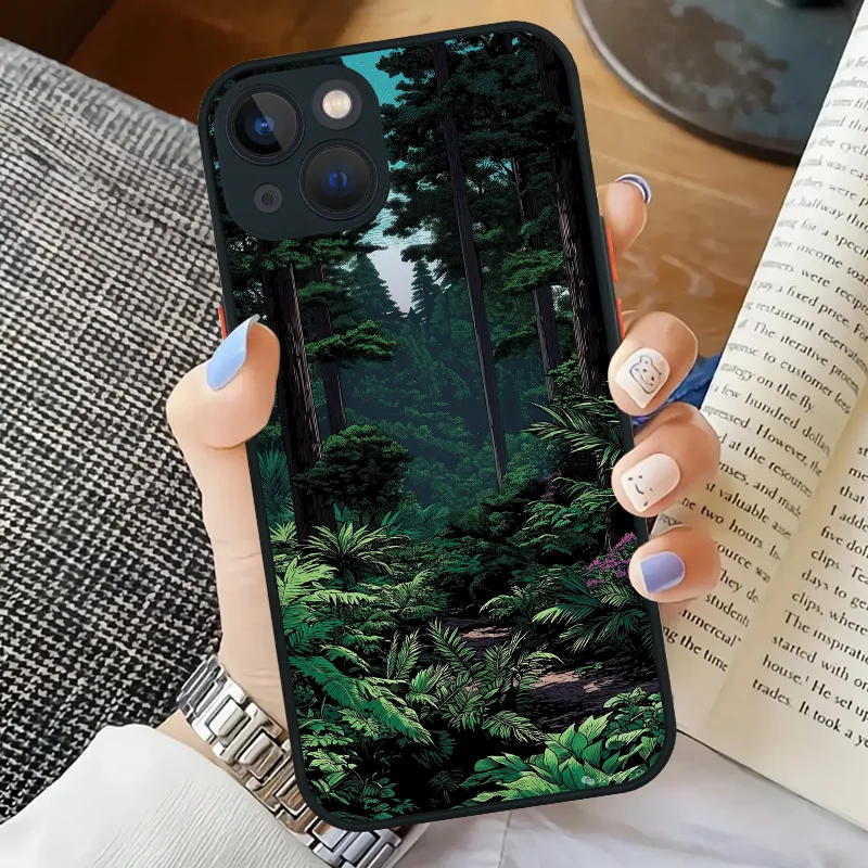Anime Landscape Scenes Black Phone Case - Premium Silica Cover