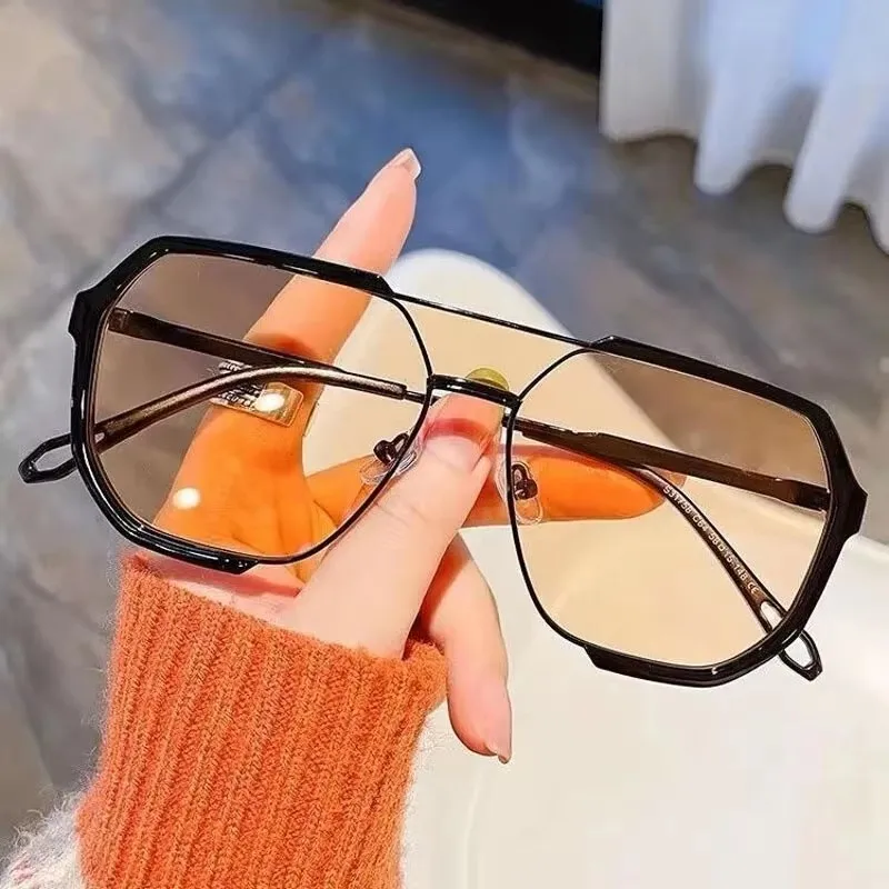 1/2PCS Fashion Large Frame Sunglasses Double Beam Polygonal Sunglasses Trendy Car 31758