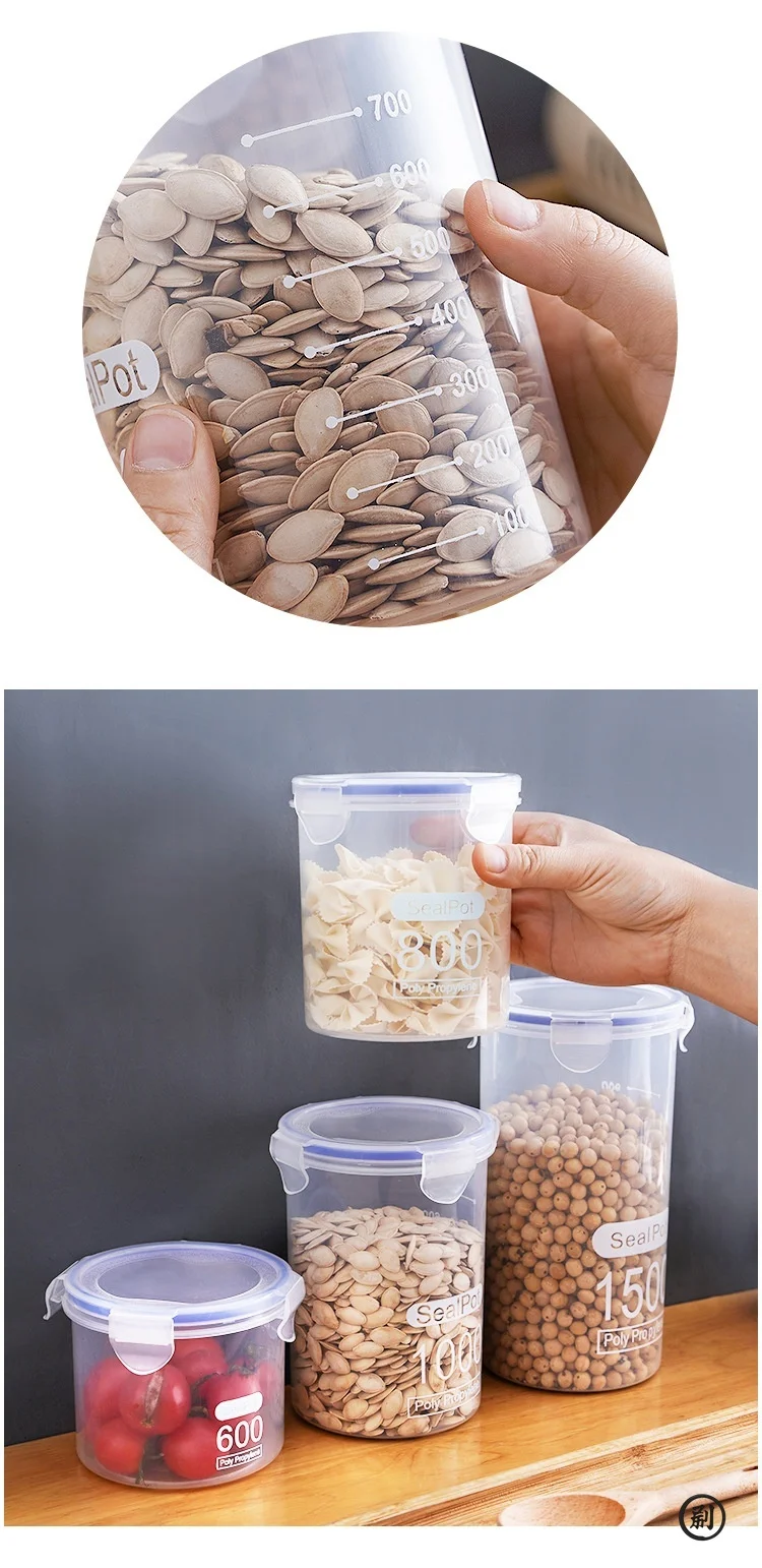 Sealed Storage Box Transparent Kitchen Food Grain Organizer Storage Tank Plastic Large capacity Moisture-proof Sealed Jars