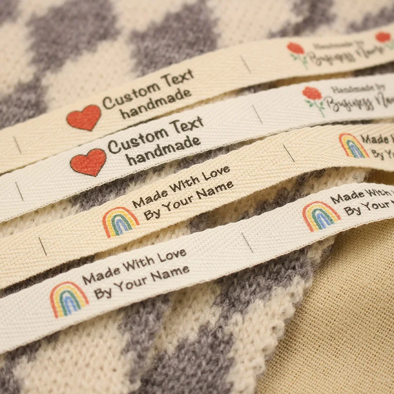 12x60mm custom Twill labels, for clothing, personalized name, brand tags, chooseTemplate, folding organic cotton (xw5503)