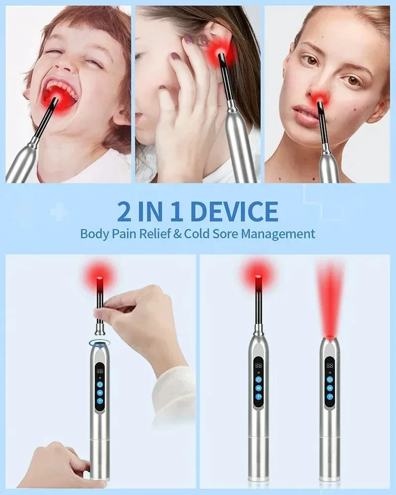 Red Light Therapy Device Canker Sore Cold Sore Treatment Infrared Light Therapy Wand for Mouth Nose Ear Knee Feet Hands Ankle
