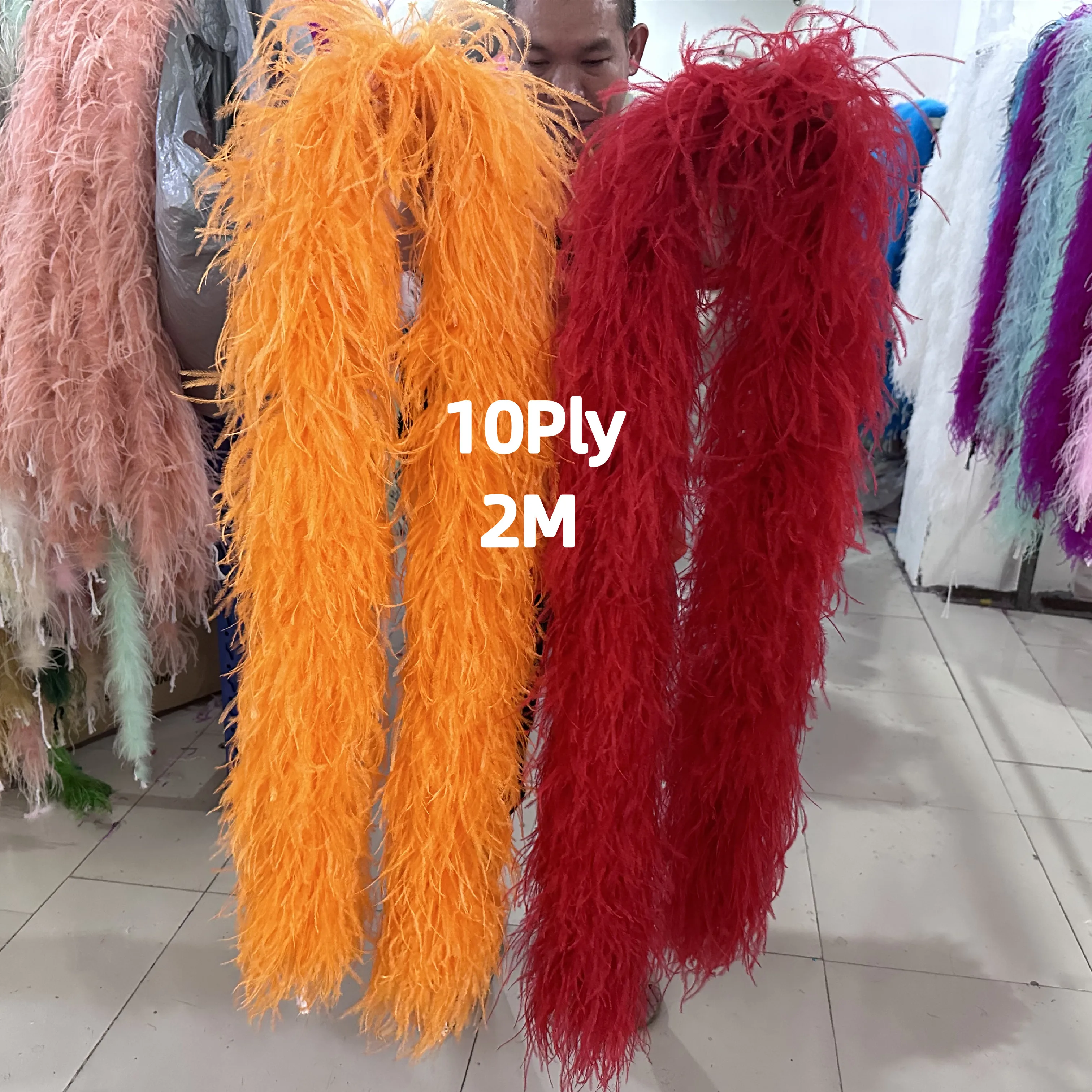 Wholesale 10 20PCS 6Ply Ostrich Feathers Boa Multicolor Fluffy Ostrich Feather  Boas Scarf for Wedding Party