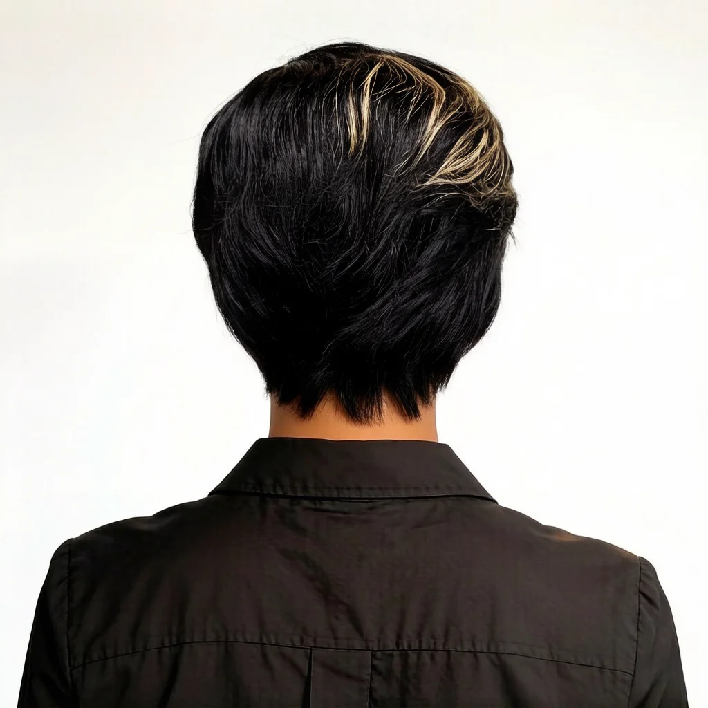 내추럴 1B/27 옴브레 픽시컷 인모 가발, 풀머신메이드 레이어드 하이라이트 인모 가발 (앞머리 포함), 스타일링이 간편함