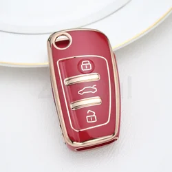 Premium TPU Folding Key Case Cover - Car Key Shell Protector & Accessories (Red cover)