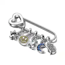 

100% 925 Sterling Silver Charm Creative Me Series Safety Brooch Pendant Fit Pandoraer Women Bracelet & Necklace Diy Bead