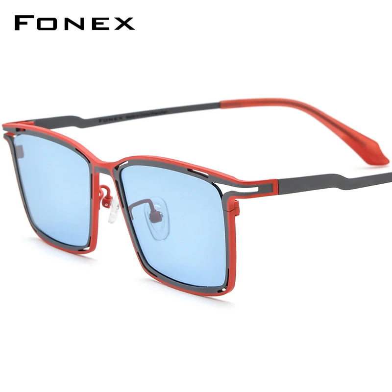 

FONEX Pure Titanium Polarized Sunglasses Men UV400 2024 New Fashion Retro Square High Quality Sun Glasses Women Shades F85804T