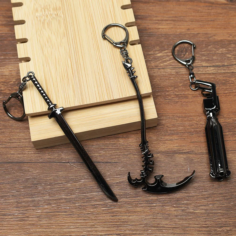 Cartoon BRS Themed Weapon Pendant Keychain Anime BLACK ROCK SHOOTER Mini Barrel Sickle Cannon Toy Keyring Cosplay Gift For Frien