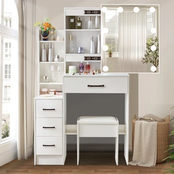 Modern White Vanity Sets with LED Lighting 1