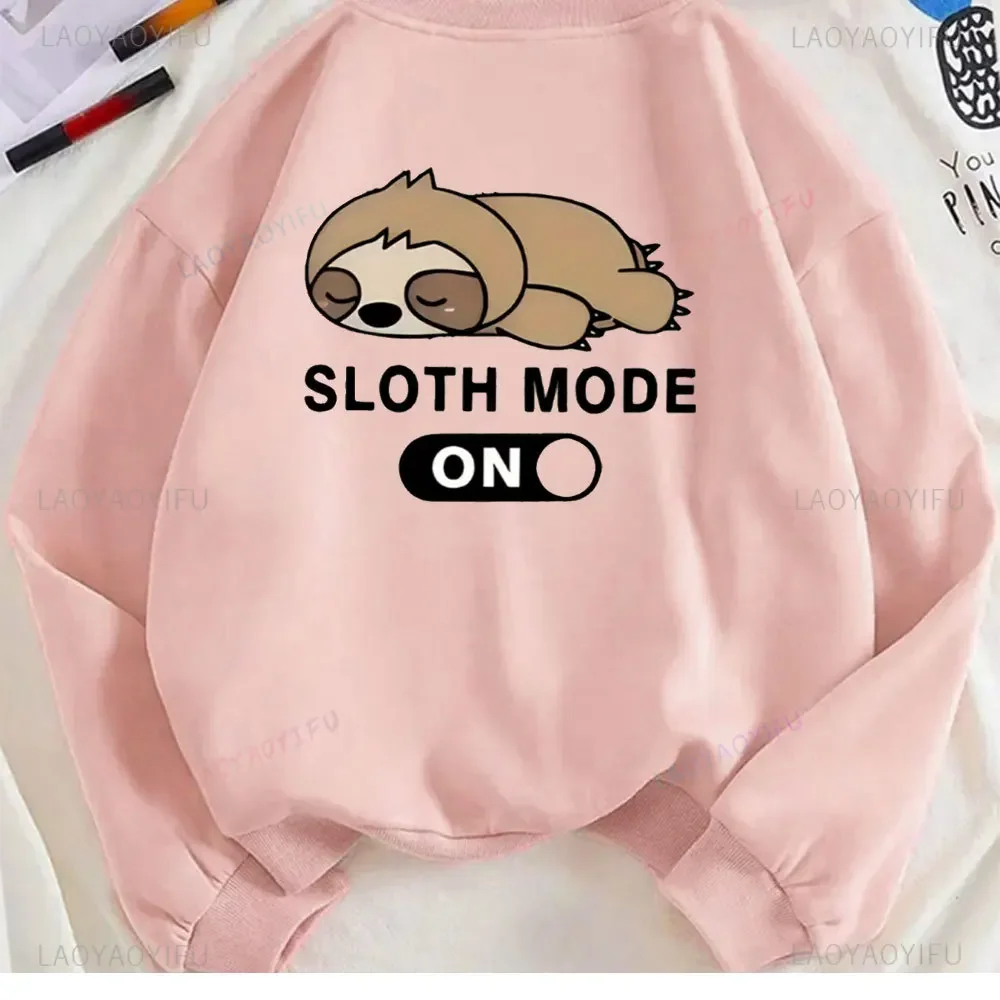 Womens Sloth Graphic Sweatshirt Lightweight Comfortable Casual Round Neck Long Sleeve Pullover Trendy Sportswear Thermal Hoodie