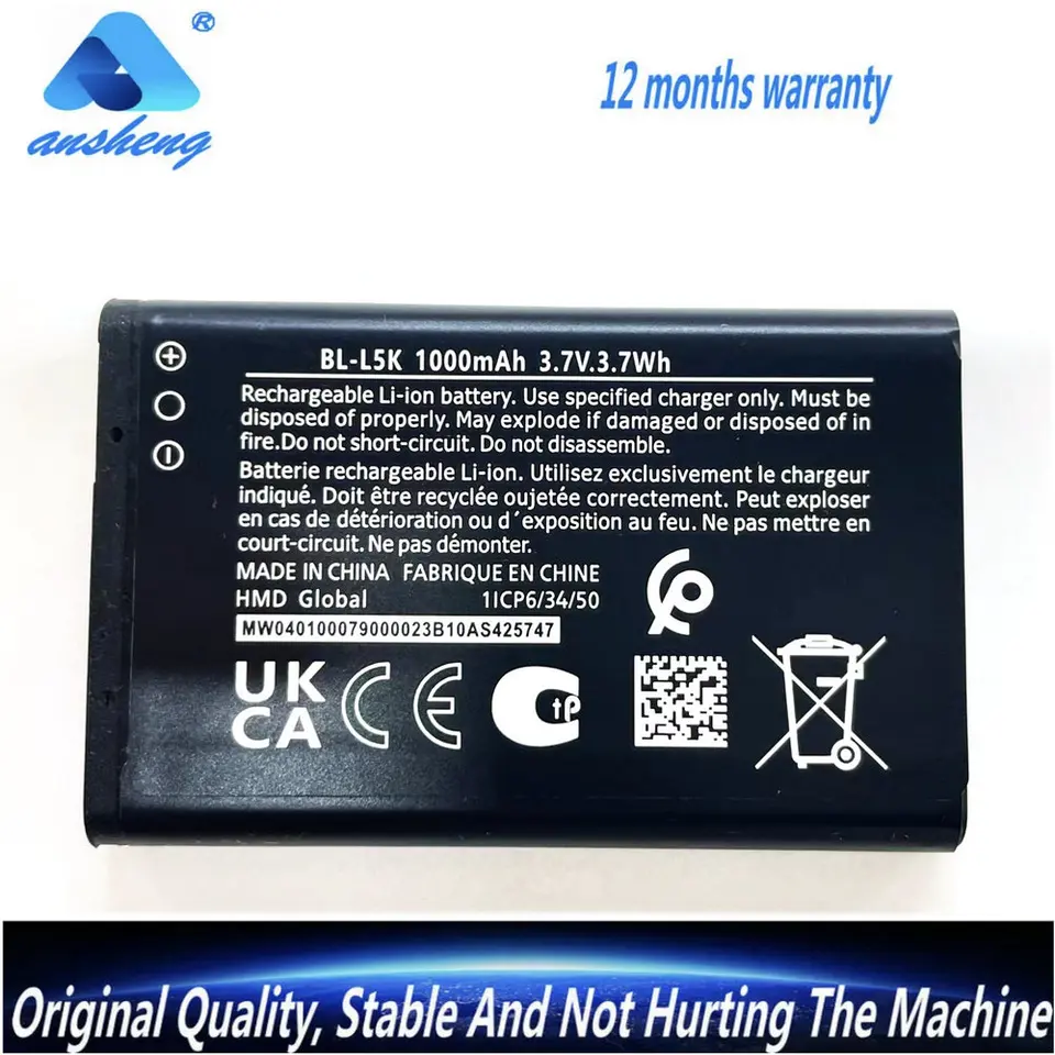 Original 1000mAh BL-L5K Battery For Nokia 105+/Plus(2022) TA