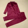 2024 Satin Silk Pajama Sets Solid Color 2 Piece Family Matching Sleepwear Mother Father Kid Shirts+Pants Parent-Child Outfits 4