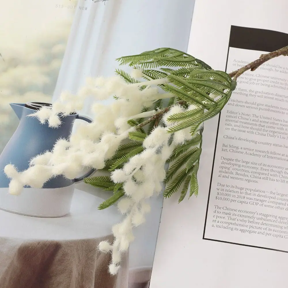 Oairse 6 Rami Fiori Artificiali Di Mimosa Gialla - 42 Cm, In Acacia, Per Decorazione Casa E Matrimoni
