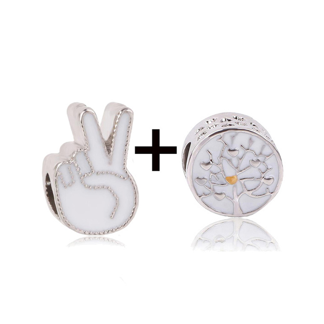 New Design White Heart Charm Beads Pendant Fit European Style Brand Bracelets Necklaces For Women Jewelry Making