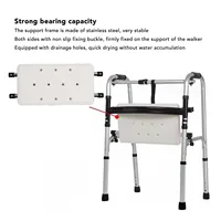 Walker Seat Set Strong Load Bearing Black Soft Padded Rest Seat and White Quick Drainage Bath Plate Walker Attachable Seat 2