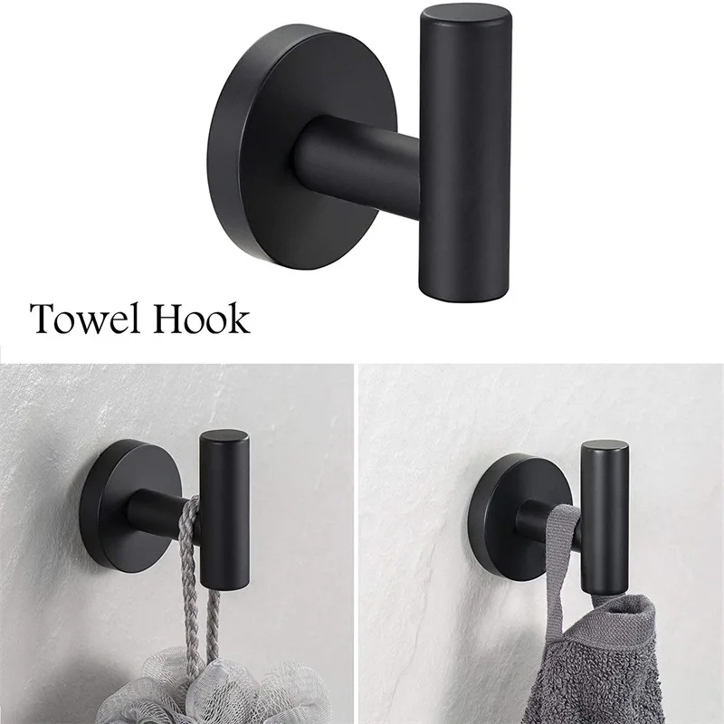 Stainless Steel Bathroom Hardware Set Robe Hook Towel Rail Bar Rack Bar Shelf Tissue Paper Holder Toothbrush Holder Bathroom