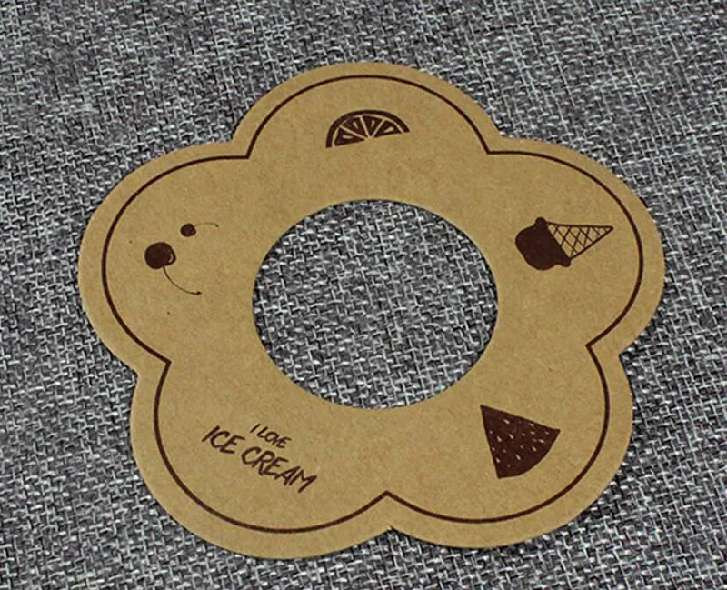 200pcs Universal Ice Cream Anti-drip Paper Tray Cartoon Round Ice