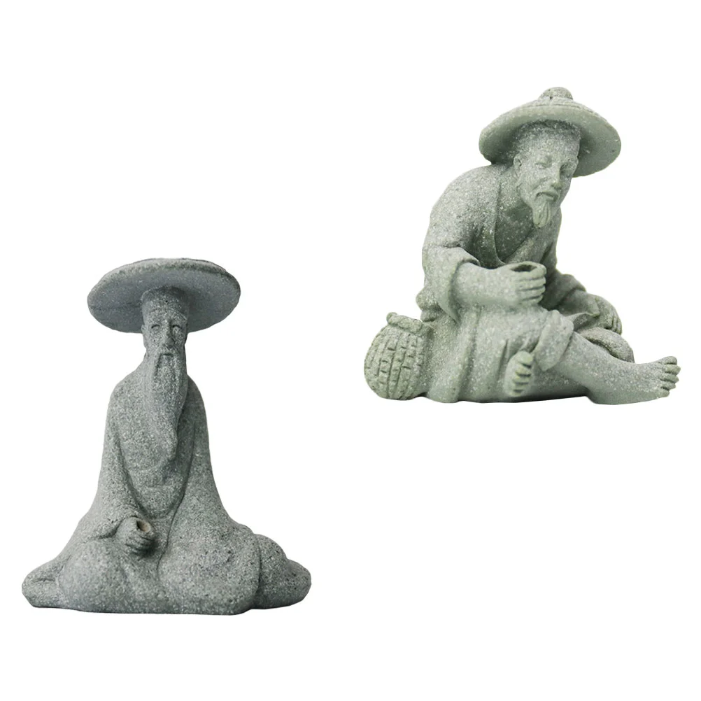 

2 Pcs Petri Gardening Decoration Fish Tank Accessories Desktop Sandstone Landscaping Elder Fishing