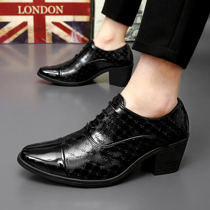 Men Formal Shoes High Heels Oxfords Mocassins Dress Driving Wedding Boat Shoes leather shoes
