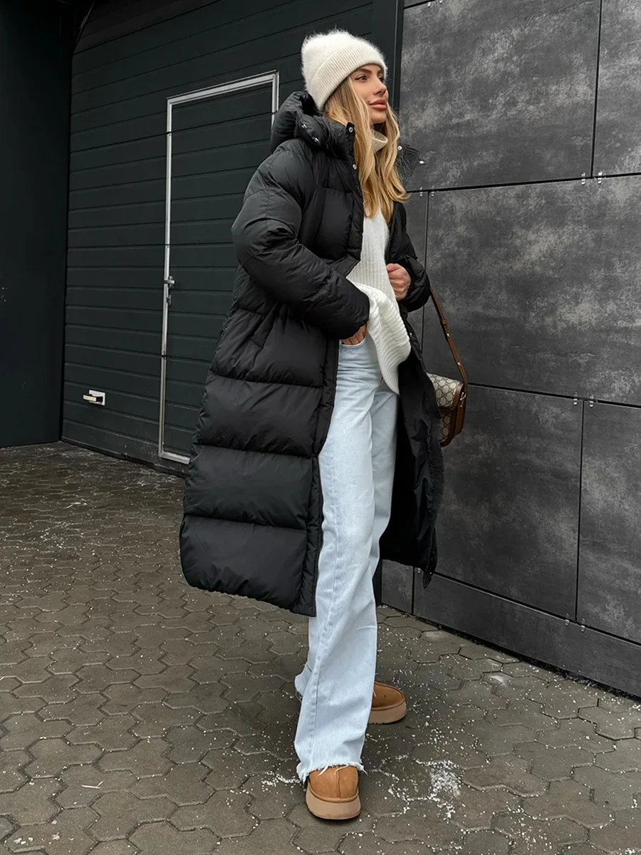 Bornladies Women's New Winter Extra Long Hooded Parkas Retro Cotton Padded Jacket Heavyweight Over-the-Knee Warm Outerwear