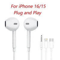 Original Wired headphones For iPhone 16 15 14 13 12 11 Pro Max 7 iPad In-Ear Earphones Lightning USB-C 3.5mm Earbuds Accessories 1
