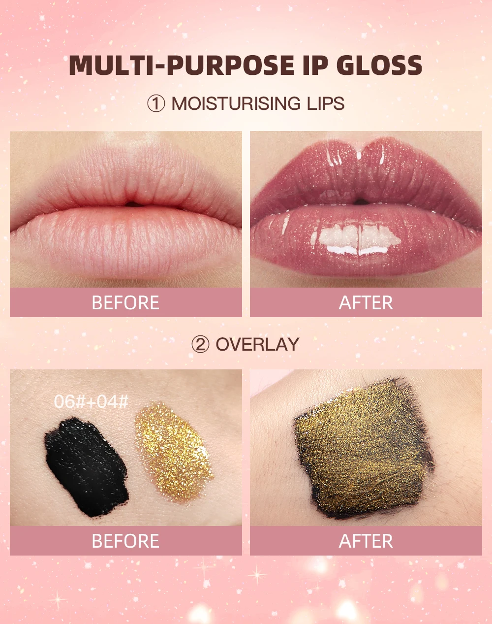 Description Picture 6 of itemQIBEST Sexy Lip Glaze Long-lasting Metallic Glitter Liquid Lipstick Pearly Shiny Lipgloss Moisturizing Lip Tint Shimmer Lipstick