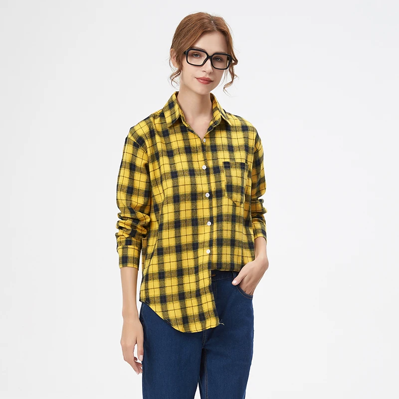 Women's Exquisite Flannel Plaid Shirt - Casual Loose Long Sleeve Blouse
