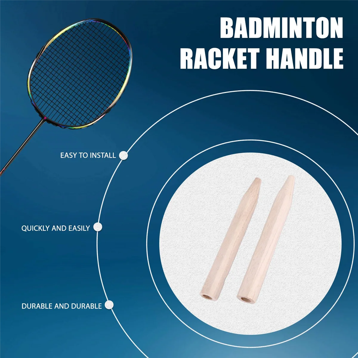 2Pcs Badminton Racket Handle Grip Wooden Badminton Handle Repair of Racket,G6