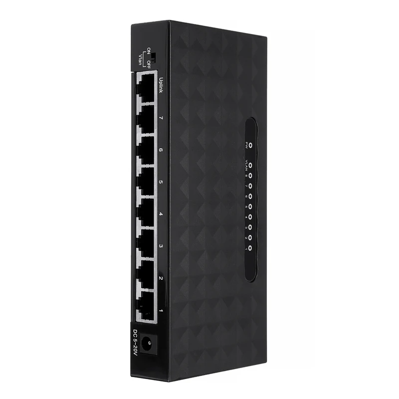 1PC Pohiks 8 Port Desktop RJ45 Network Switch Fast Ethernet LAN Hub Adapter 10/100 Mbps For Network Cable Splitter Shunt