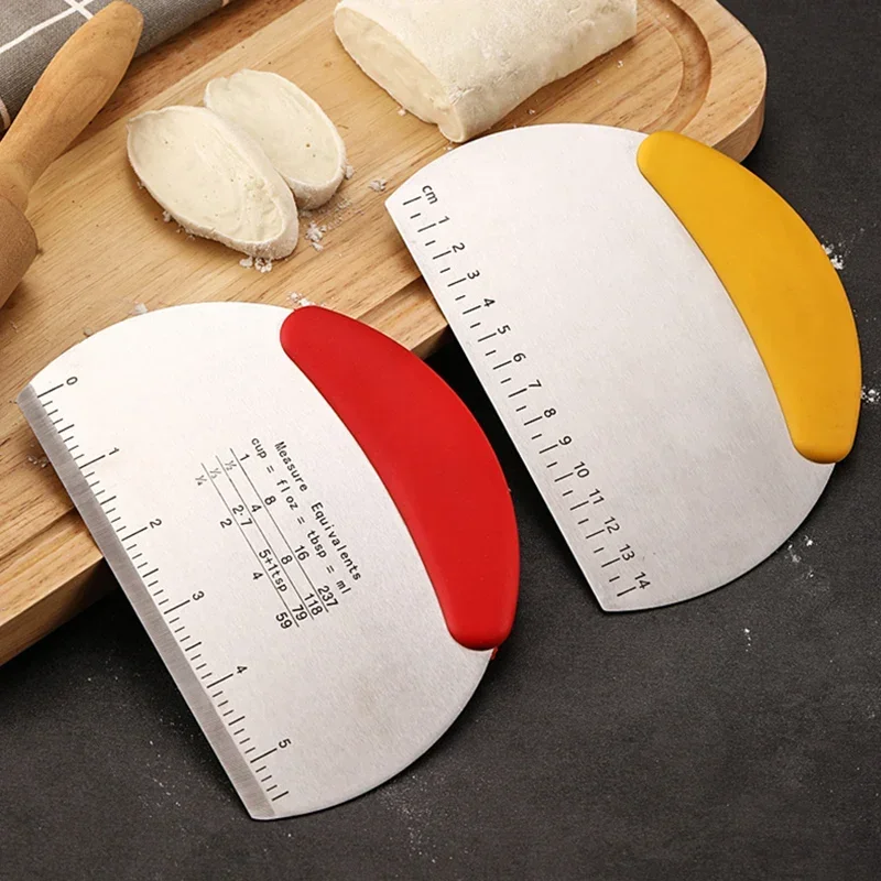 Dough Scraper Bread Pizza Dough Cutter Pastry Scraper Stainless Steel Bench Knife Chopper Baking Kitchen Gadgets dough scraper