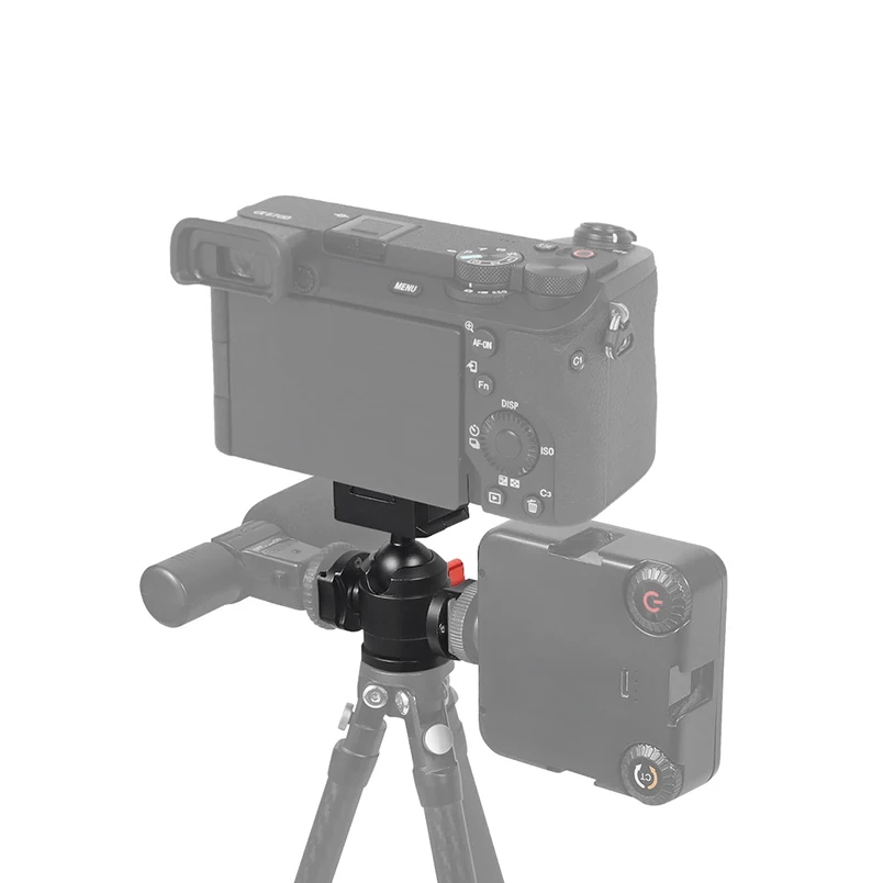 DSLR 카메라 삼각대 볼 헤드, 1/4 스레드 콜드 슈 마운트, V 포트 퀵릴리즈 플레이트, 필 라이트 마이크 스탠드, 최대 하중 12kg