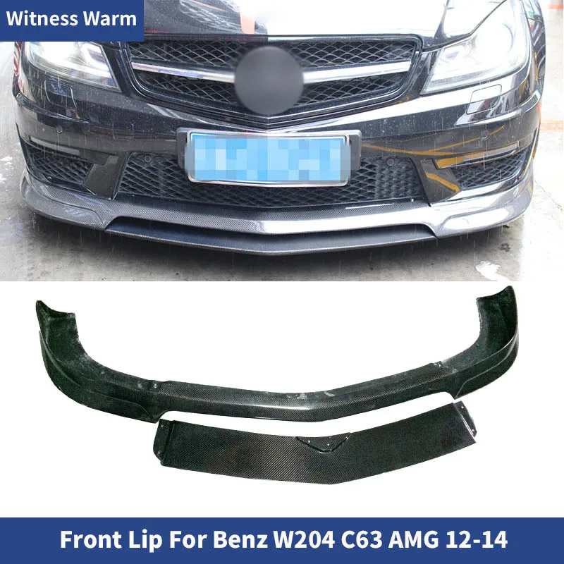 for W204 Carbon Fiber Front Lip Spoiler Splitters Mecedes Benz c Class C63 Amg 2012-2014 Head Bumper Chin | Автомобили и